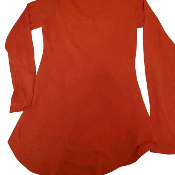 Venus Long Sleeve Orange T -Shirt with Button Trim Med - Picture 3 of 6